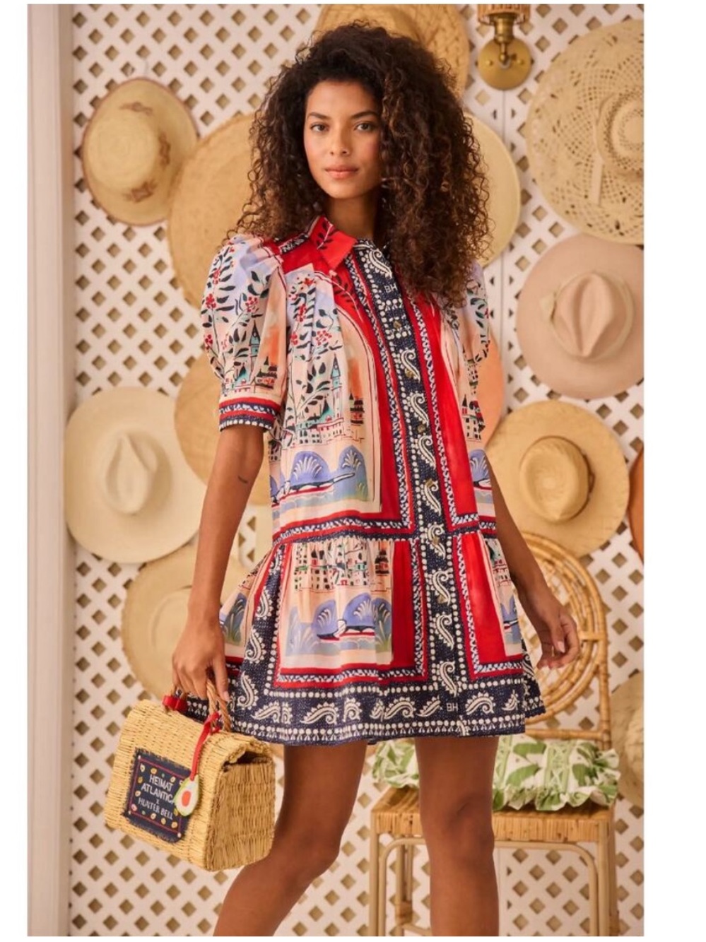 HUNTER BELL Leslie Red Multicolor Printed Mini Dress